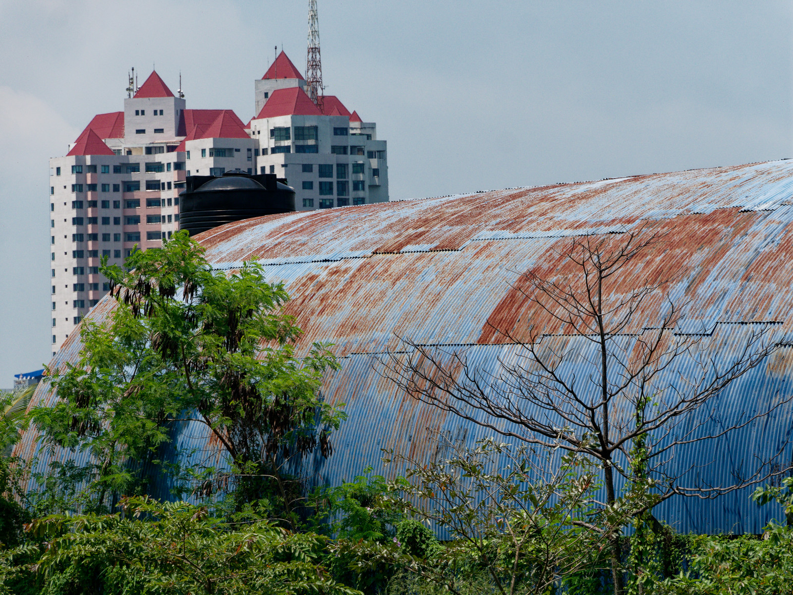 corrugated iron building