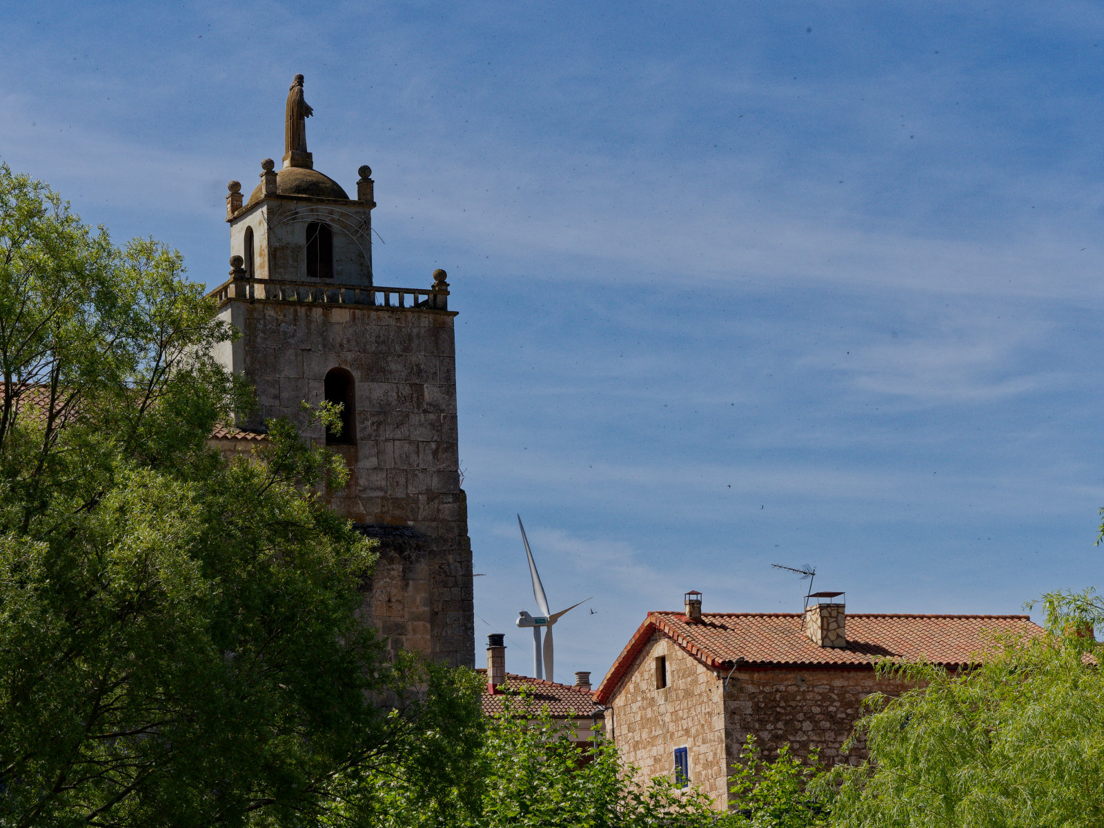 church, wind turbine